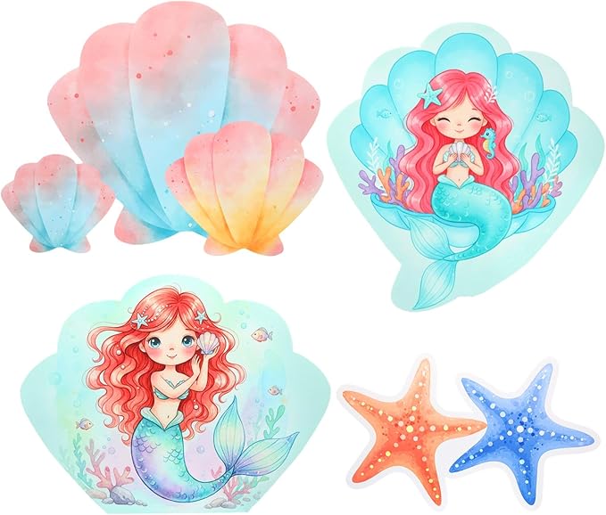 4 Pcs Large 22 x 30 Mermaid Cardboard Cutouts Mermaid under the sea