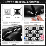 Black and Silver Square Foil Balloons 25 Pcs Metallic Black and Silver