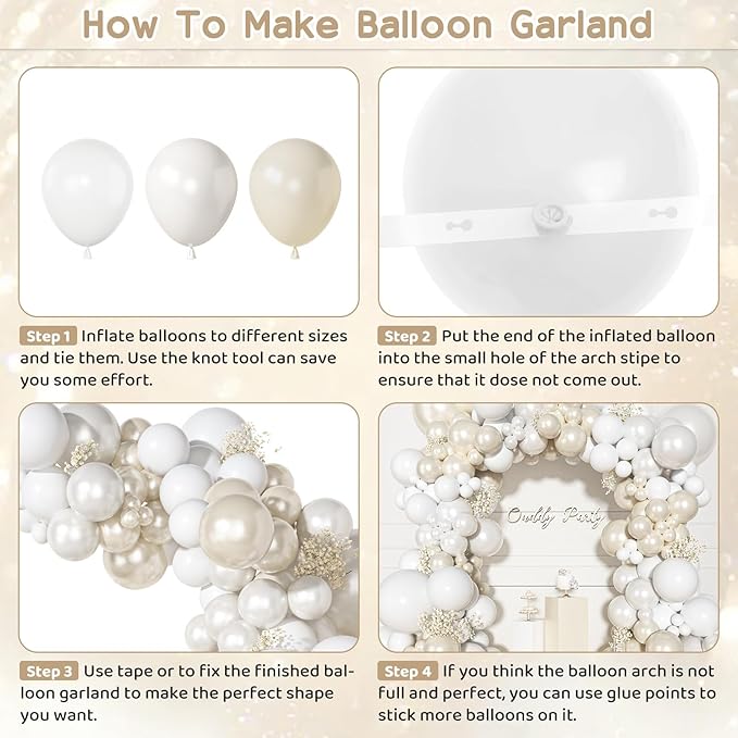 Ouddy Party Pearl White Balloon Garland Arch Kit, Different Sizes 18