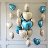Blue White Heart Balloons, 19PCS Cream White and Blue Heart Shape