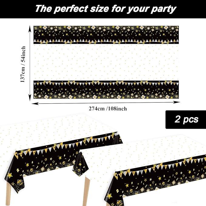 24 Guests Happy Retirement Party Supplies Black Gold Retirement