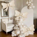 5pcs White Bow Balloon, Cream White Bows Balloons, Ivory Giant Bow