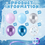 Civaner 48 Pcs Snowflake Balloons Bulk 12 Inches Pastel Blue Metallic