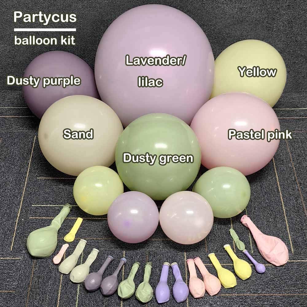 Purple Green Pink Balloon Arch Double Stuffed Dusty Green Lavender