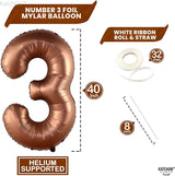 KatchOn, Coffee Brown Number 3 Balloon - 40 Inch | Big Brown 3