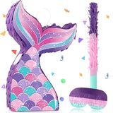 Mermaid Tail Pinata Glitter with Stick Blindfold Mermaid Birthday