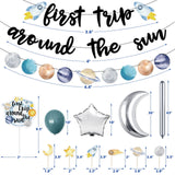 First trip Around the Sun Birthday Decorations -58pcs Outer Space 1st