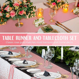 Breling 24 Packs White and Rose Gold Disposable Plastic Tablecloths