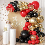 155Pcs Red Black Gold balloons Garland Arch Kit with Gold Confetti