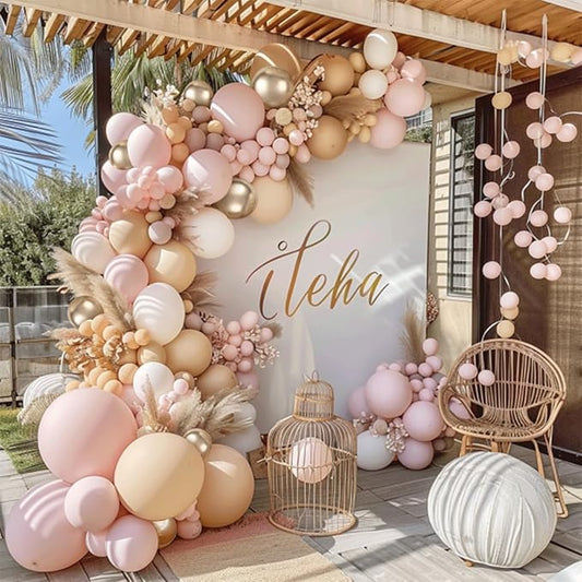 Dusty Pink White Nude Balloon Arch Kit Pink and Gold Balloons With