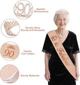 90th Birthday Decorations for Women 49pcs Black Rose Gold Black