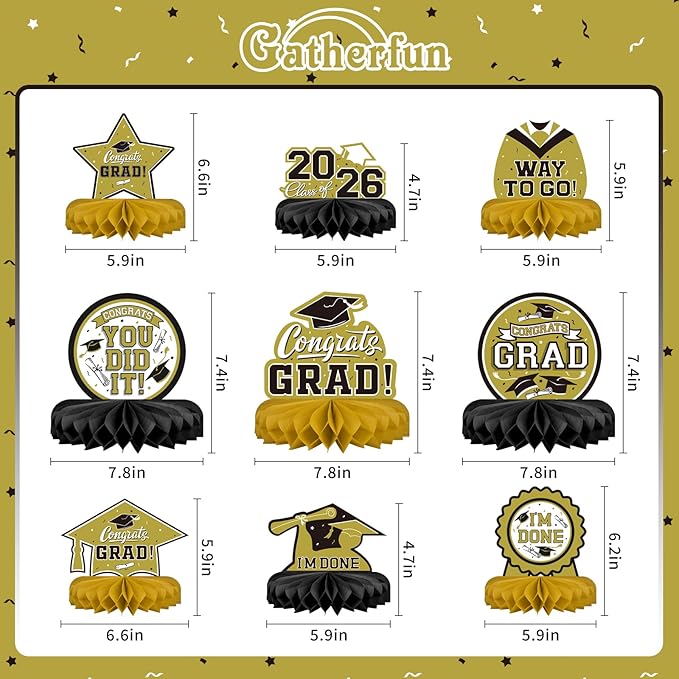 9PCS Graduation Party Decorations Class of 2026 Congrats Grad Table #4