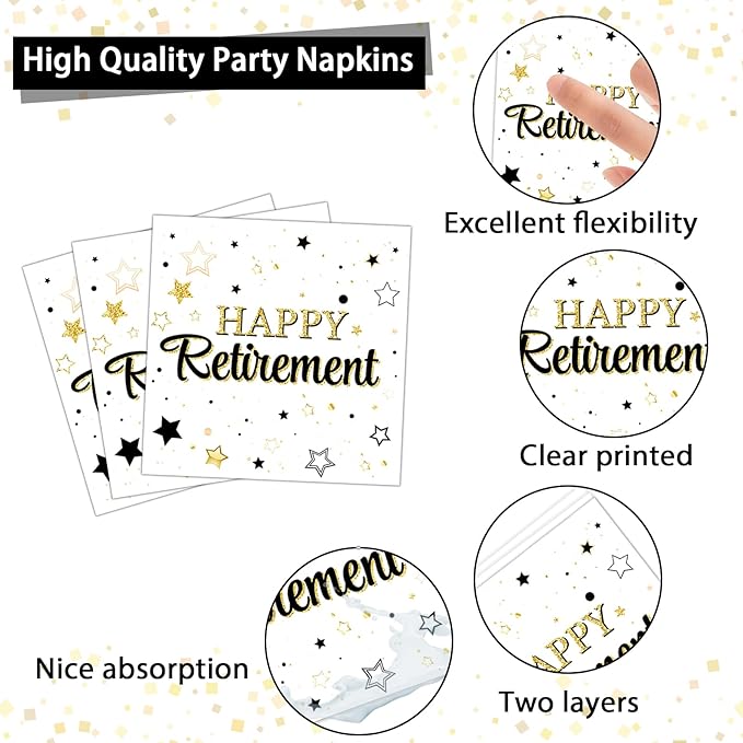 100PCS Retirement Party Supplies Happy Retirements Paper Plates