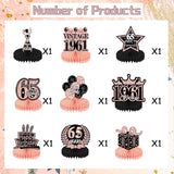 65th Birthday Decorations for Women, 9PCS Vintage Honeycomb