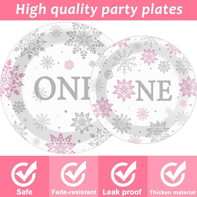 Winter Onederland 1st Birthday Themed Tableware Snowflake One Plates