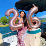 40 Inch Rose Gold Foil Balloon Number 2, Large Self Inflating Number