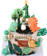 Dinosaur 1st Birthday Cake Decor Set 27PCS Baby Boy Cake Topper Kit
