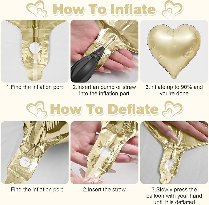 Cream White Heart Balloons,12Pcs Sand White Gold Heart Shaped Foil