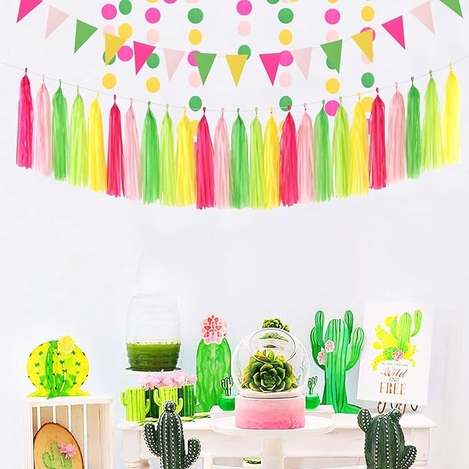 Hawaii Pool Party Decorations Streamers 35pcs Tissue Pom Poms