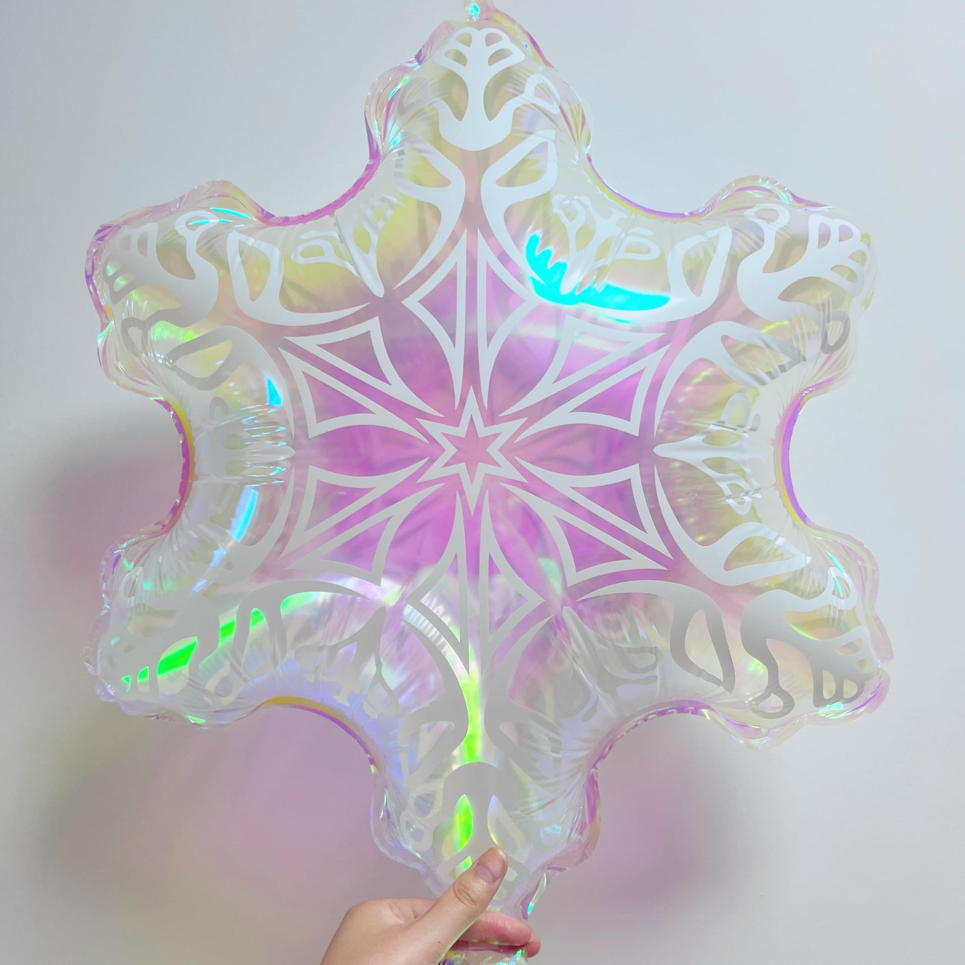 5Pcs Iridescent Snowflakes Balloons for Christmas/23 Inch Snowflakes