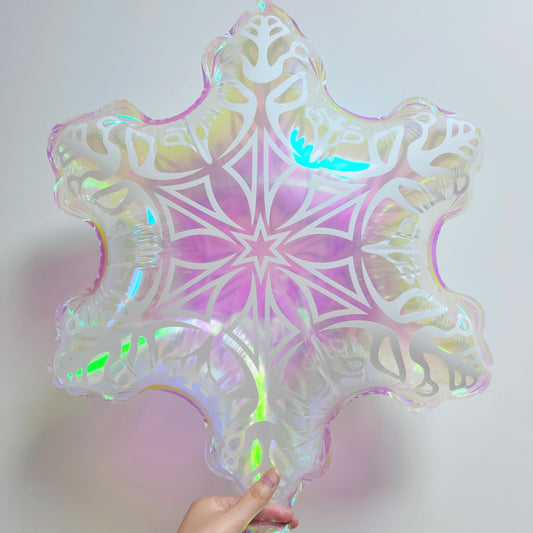 5Pcs Iridescent Snowflakes Balloons for Christmas/23 Inch Snowflakes