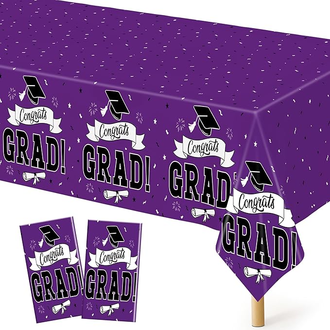 QZYL 2 Pcs Graduation Tablecloth, 108" X 54" Plastic Graduation