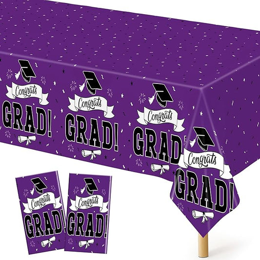 QZYL 2 Pcs Graduation Tablecloth, 108" X 54" Plastic Graduation
