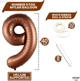 KatchOn, Giant Coffee Brown Number 9 Balloon - 40 Inch | Foil 9