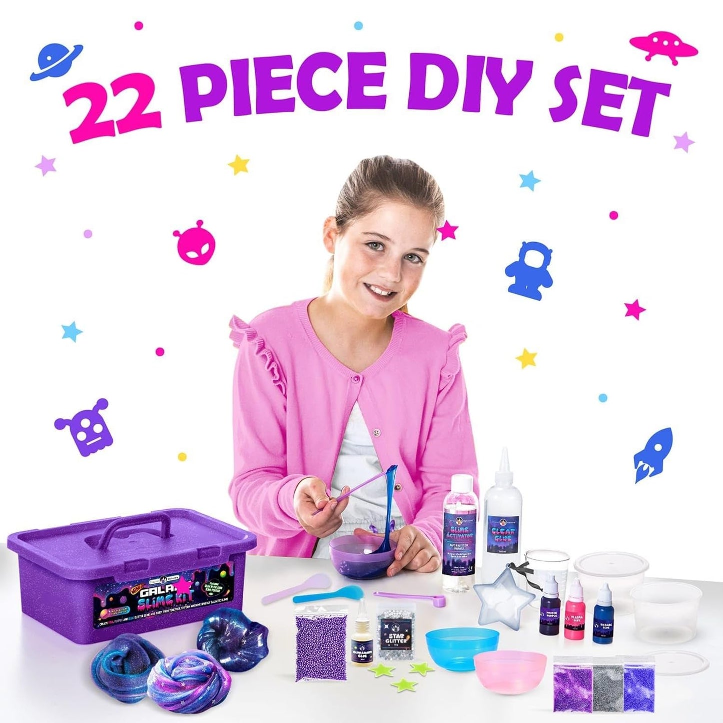 Original Stationery Mini Galaxy Slime Kit for Girls & Boys Ages 7–12,