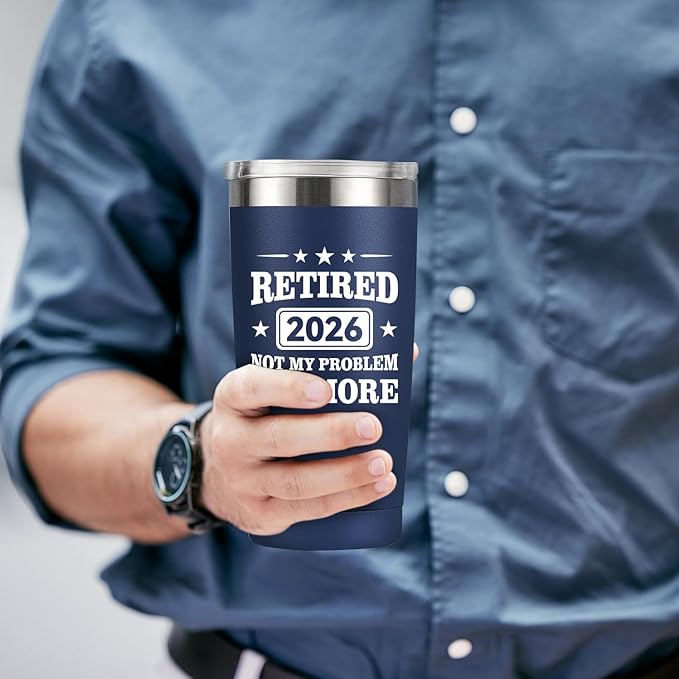 Retirement Gifts for Men & Women 2026 20oz Navy Blue Tumbler Funny