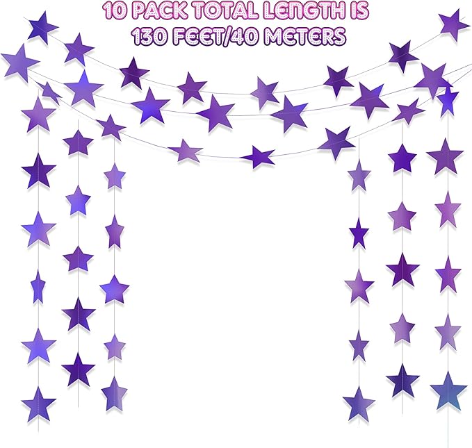Patelai Glitter Star Garland Banner 2026 Graduation Decor 130 Feet #9