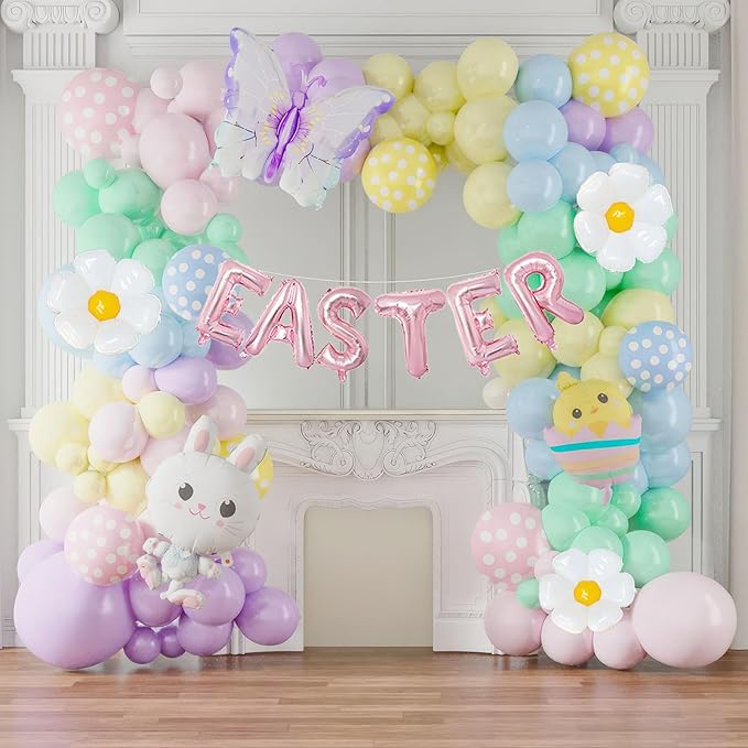 Easter balloon garland arch kit pastel balloons with Easter egg