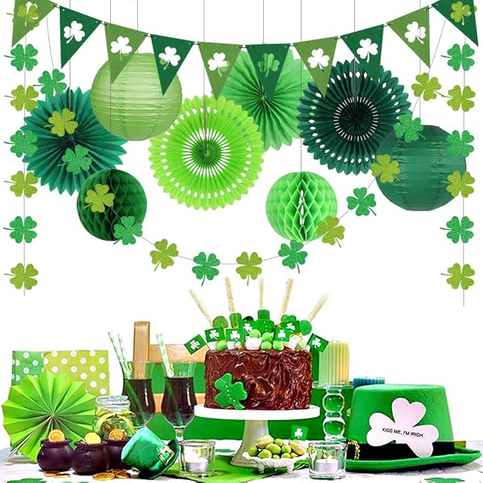St Patricks Day Decorations Green Party Supplies Four leaf Clover