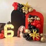 Red and Black Gold Balloon Arch Kit, 140Pcs Explosion Star Black and