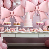 Simgoing 4 Pcs 39 Inch Jumbo Pink Bow Balloons Giant Bow Balloons