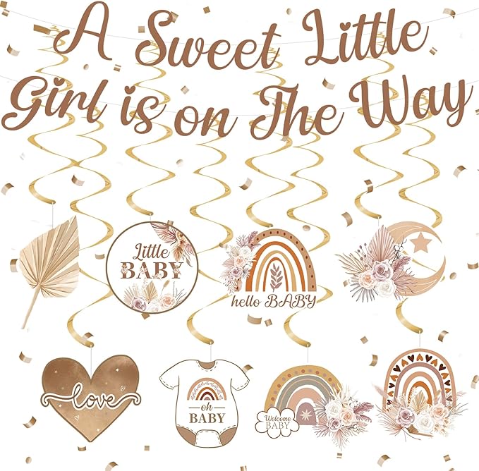Boho Baby Shower Decorations A Sweet Little Girl Is On The Way Banner