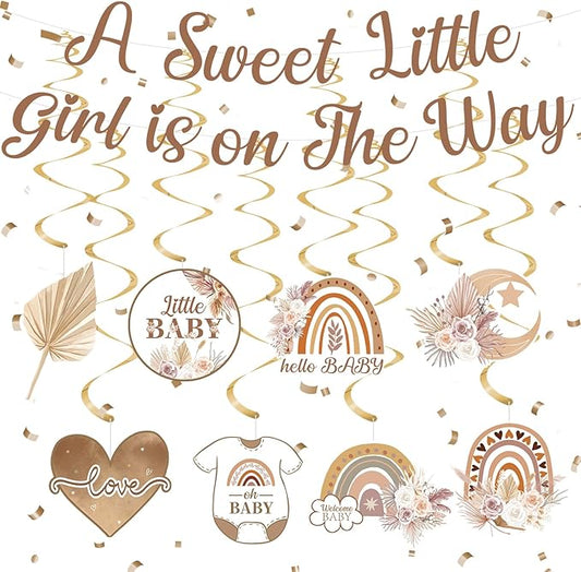 Boho Baby Shower Decorations A Sweet Little Girl Is On The Way Banner