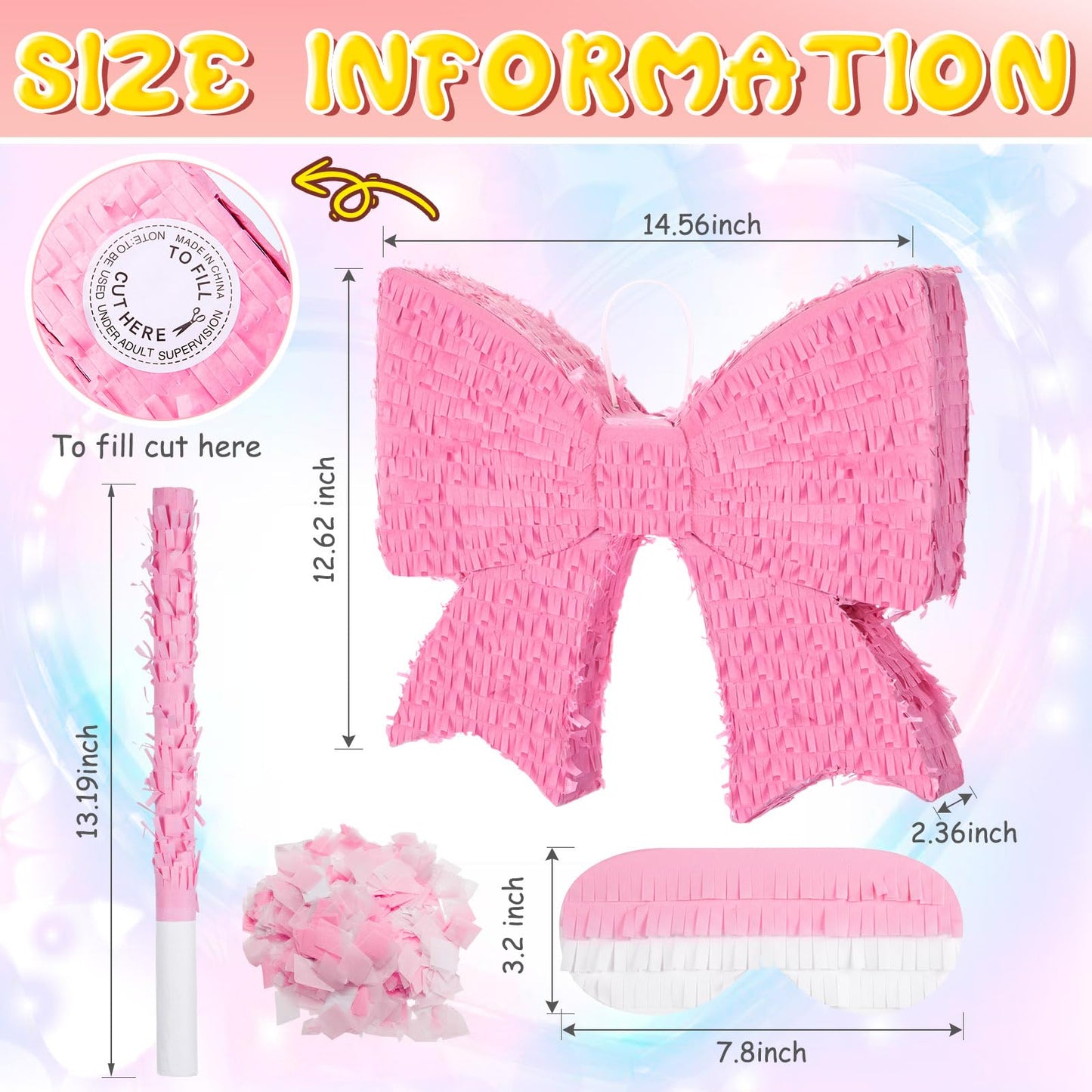 Hungdao Pink Bow Piñata for Girl Birthday Party Decorative Bowtie