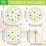 96Pcs St Patrick's Day Party Supplies Pastel Shamrock Plates and