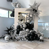 Black and Metallic Silver Balloons, 50PCS Black and Silver Balloons