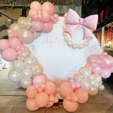 Double Stuffed Pearl White and Pink Balloon Arch Garland Kit, Pearl