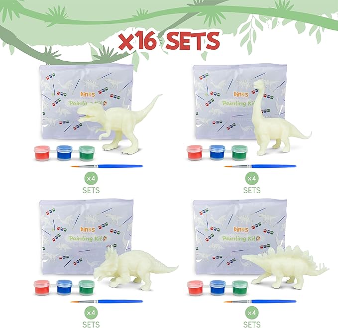 Dinosaur Party Favors for Kids Painting Kit Pack 16 Dinosaur Goodie