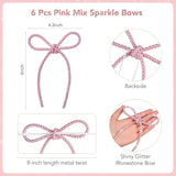 6 Pcs 4.3" x 6" 2026 Valentine's Day Bows for Decor, Mix Pink Sparkly