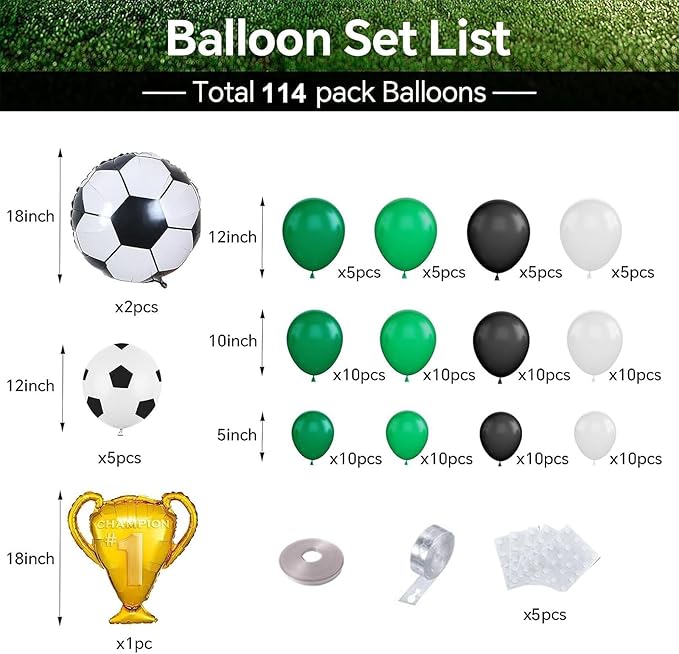 Soccer Balloon Arch Garland Kit 103Pcs Soccer Football Party