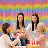 PIGETALE Pastel Rainbow Foil Fringe Curtains, 2Pcs 3.2x8.2ft Metallic