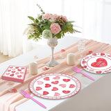 96 Pieces Valentine's Day Tableware Set Red and Pink Heart Message