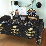 Slergut Graduation Tablecloth 3 Pack, Black and Gold Graduation