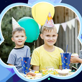24 Pcs Space Party Plastic Cups with Lid and Straw 24 oz
