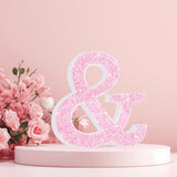 Qunclay Pink Crystal Diamond Letter Wall Decor, Glitter Wooden Bling