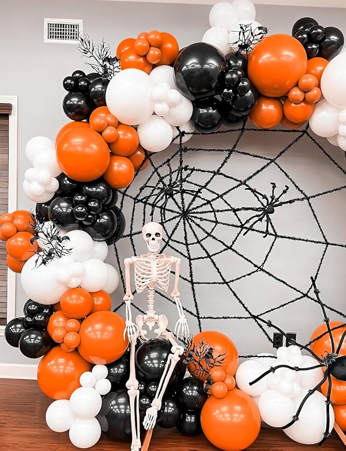 Halloween Balloon Garland Arch Kit 134 pcs Orange Black White Gold